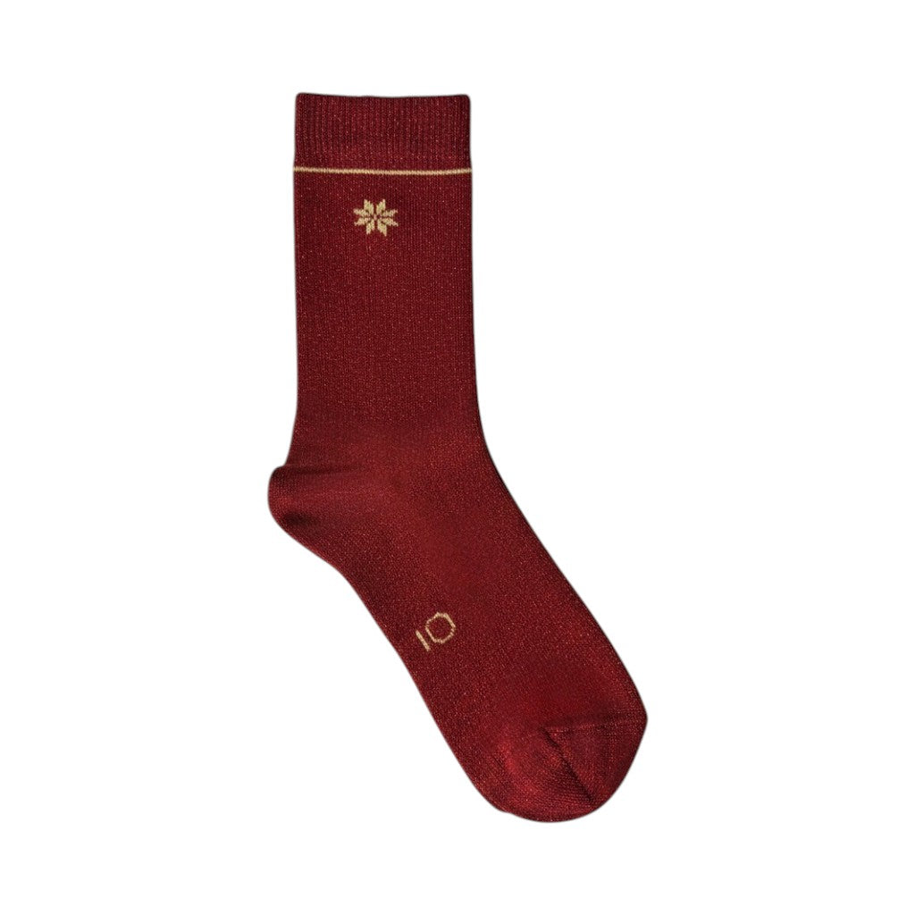 Calcetín Lurex Estrella Nieve Rojo eleOnora