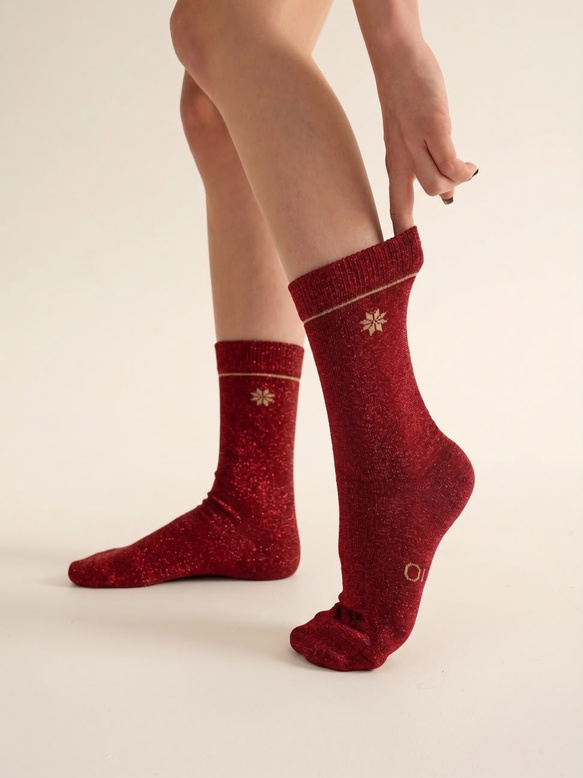 Calcetín Estrella Nieve Rojo